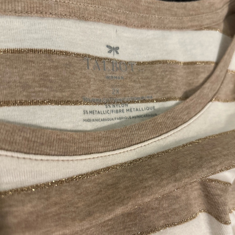 Talbots Metallic Stripe Long Sleeve Top Women’s Plus Size 2X - Picture 3 of 8